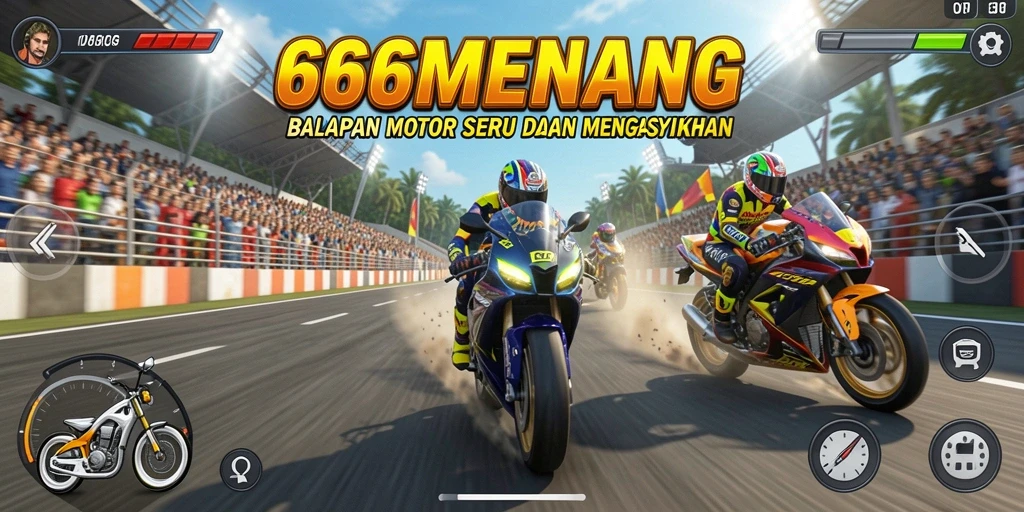 Tampilan permainan balapan motor yang mendebarkan di 666MENANG.