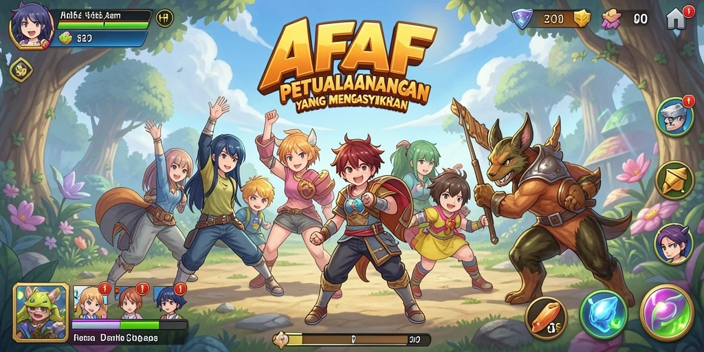 Screenshot gameplay AFAF menampilkan pertarungan seru dalam dunia anime.