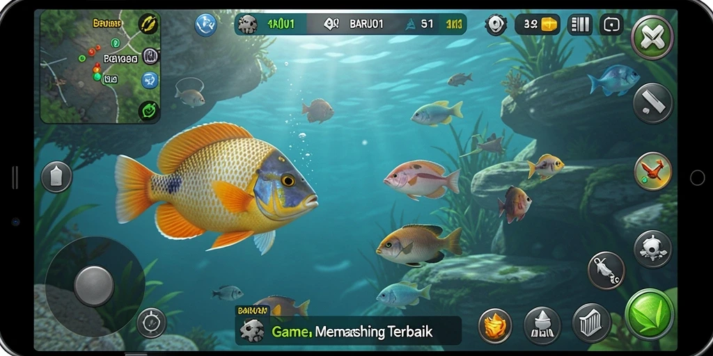 Screenshot BARU01 menampilkan gameplay memancing yang menyenangkan dengan grafis menawan.