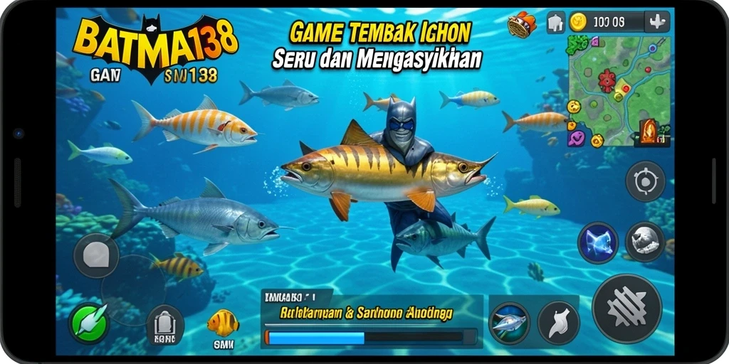 Tampilan gameplay <strong>BATMAN138</strong> dengan aksi tembak ikan yang seru.