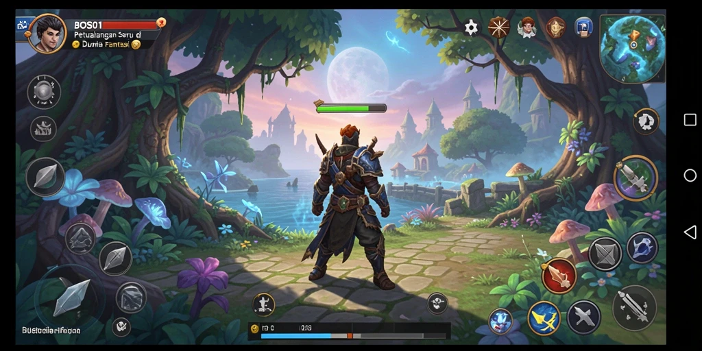 Tangkapan layar gameplay BOS01 menunjukkan aksi seru di dunia petualangan.