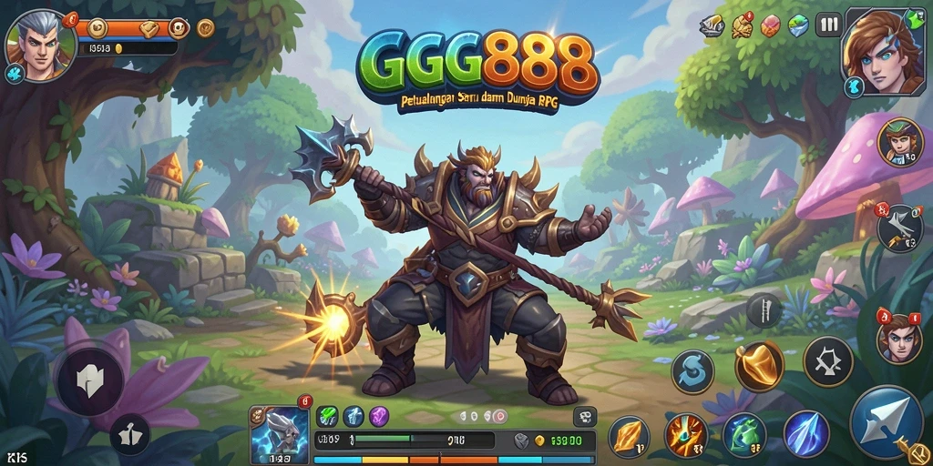 Tangkapan layar utama GGG888 menampilkan aksi pertarungan mendebarkan dalam RPG.