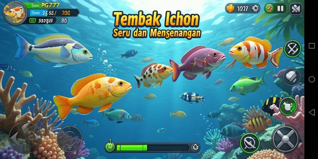 Screenshot gameplay PG777 yang menunjukkan aksi menembak ikan.