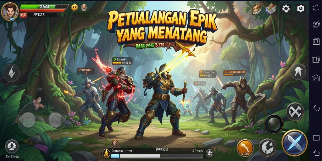 Screenshot utama gameplay PP123 yang penuh aksi petualangan.