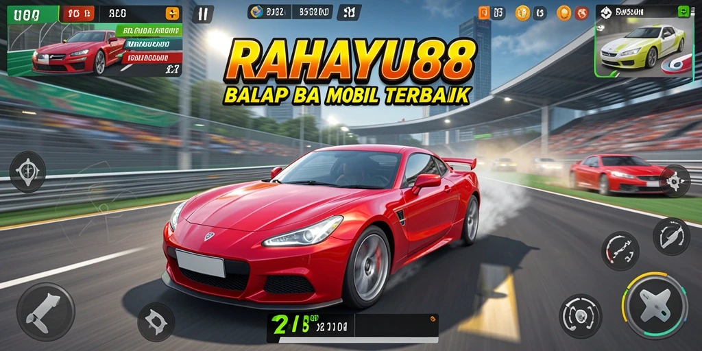 Tampilan gameplay menegangkan di RAHAYU88 dengan mobil balap beraksi.