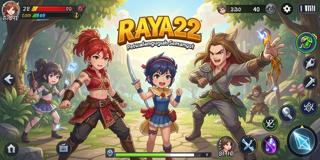 Screenshot gameplay RAYA22 dengan karakter anime yang menarik.