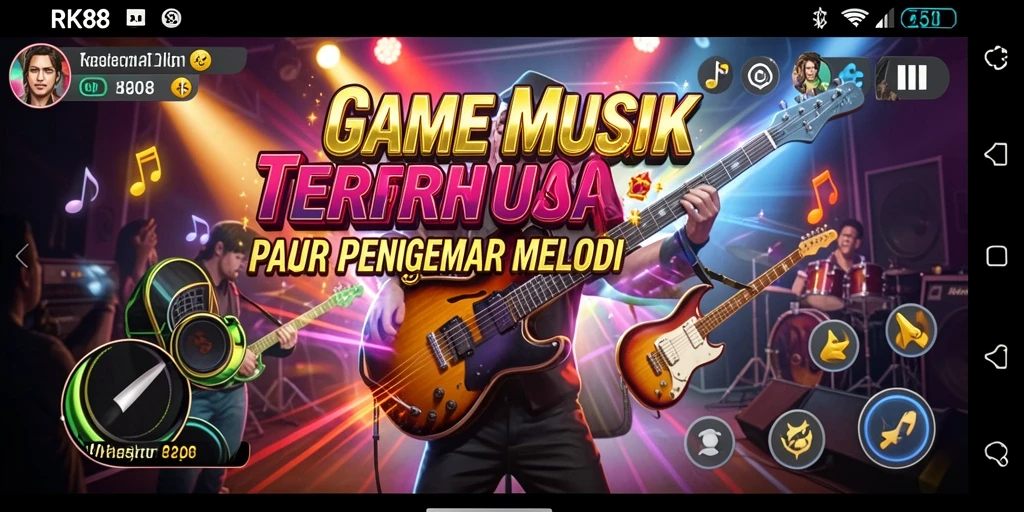 Gameplay RK88 menampilkan berbagai musik yang bisa dinikmati pemain.